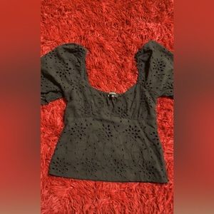 Olivaceous Black off-shoulder crop top, size medium